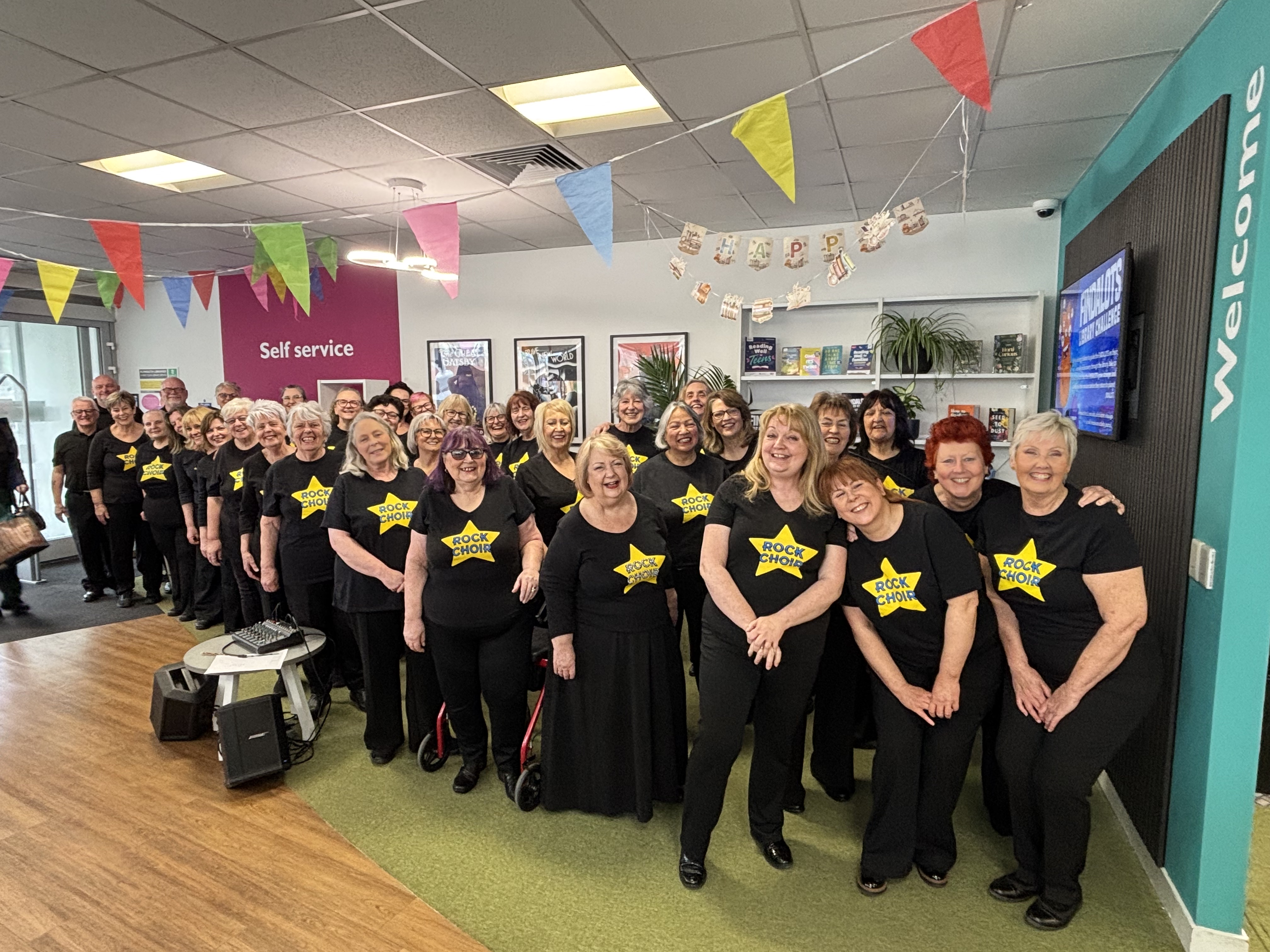 Plymouth Rockies celebrating with the Library.